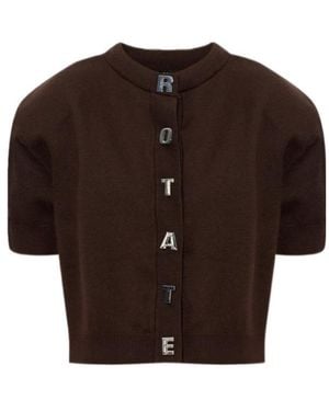ROTATE BIRGER CHRISTENSEN Logo Button Short-Sleeve Cardigan - Brown