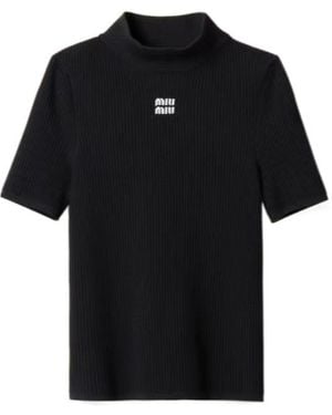 Miu Miu Viscose Turtleneck Jumper - Black