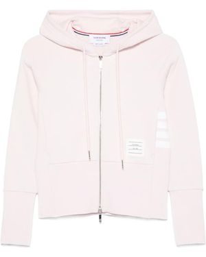 Thom Browne Logo Patch Zipped Hoodie - Pink