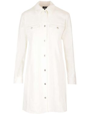 A.P.C. Long-Sleeved Shirt Dress - White