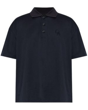 Giorgio Armani Embroidered Logo Polo Shirt - Blue
