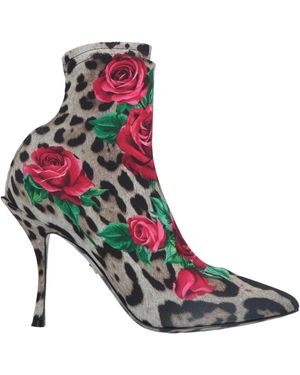 Dolce & Gabbana Pointed-Toe Leopard Print Ankle Boots - Blue