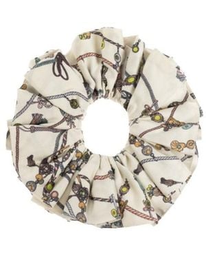 Versace Printed Silk Twill Scrunchie - White