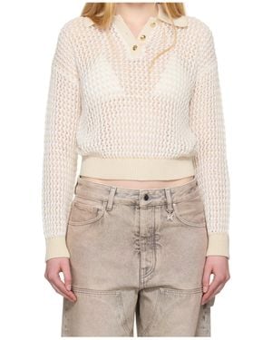 Amiri Open Back Crochet Polo Shirt - Natural