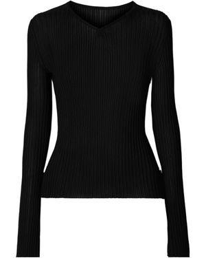 KHAITE Tia V-Neck Top - Black