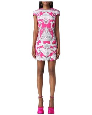 Versace Baroque Printed Cut-Out Dress - Red