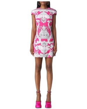 Versace Baroque Printed Cut-Out Dress - Red