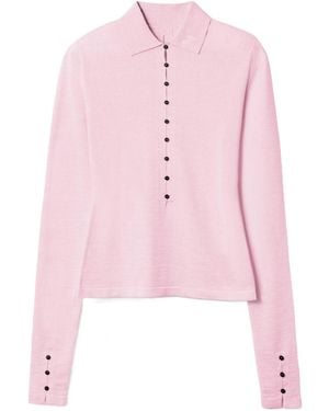 Jacquemus Long-Sleeved Knitted Polo Shirt - Pink
