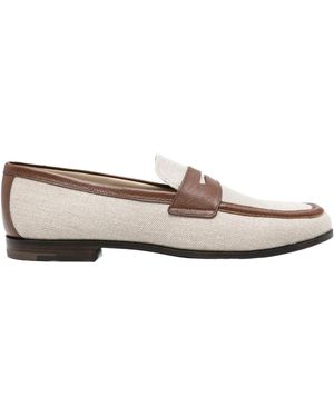 Church's Panelled Leather-Trim Loafers - White