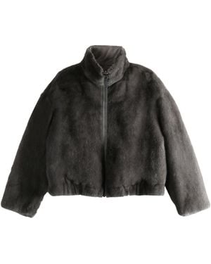 Yves Salomon Reversible Stand Collar Jacket - Black