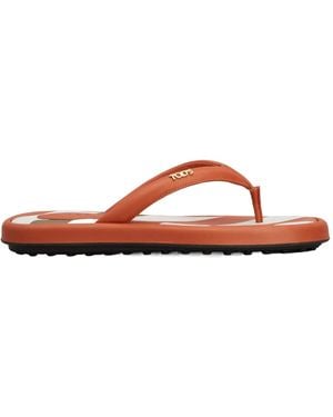 Tod's Stripe Detail Flip Flops - Brown