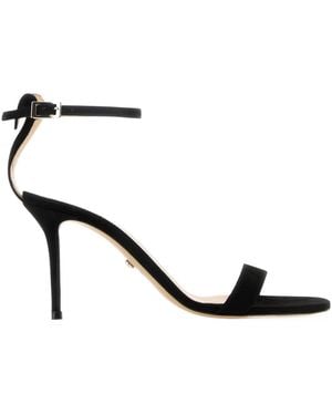 Mach & Mach Crystal Bow Ankle Strap Sandals - Black