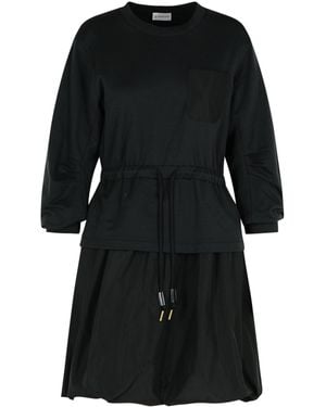 Moncler Layered Drawstring Waist Dress - Black