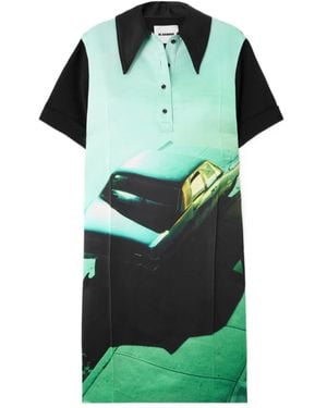 Jil Sander Printed Satin Midi Dress - Green