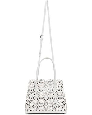 Alaïa Perforated Pattern Shoulder Bag - White