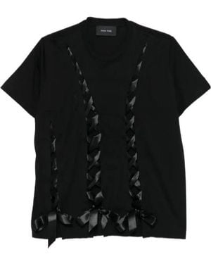 Simone Rocha Satin Bow Detail T-Shirt - Black