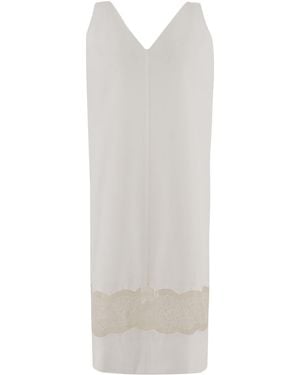 Carven Lace-Trim V-Neck Dress - White