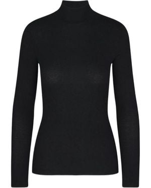FRAME Ribbed High-Neck Top - Black