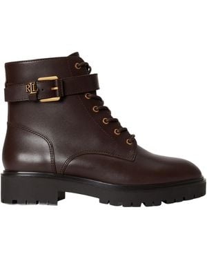 Ralph Lauren Lace-Up Platform Ankle Boots - Brown