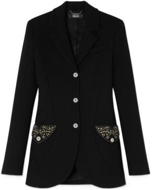 Versace Embellished Single-Breasted Blazer - Black