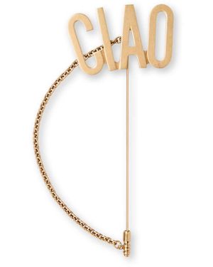 Moschino Chain Detail Brooch - White