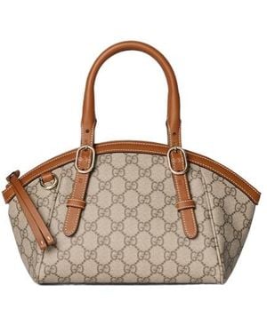 Gucci Gg Emblem Small Tote - Brown