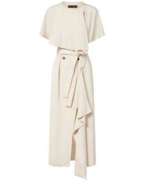 Proenza Schouler Isolde Caped Twill Midi Dress - Natural