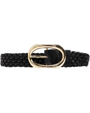 Anine Bing Braided Leather Belt - White