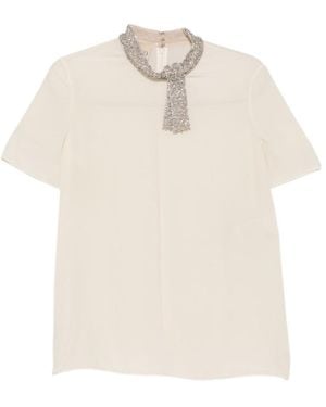 Valentino Embellished Short-Sleeved Top - White