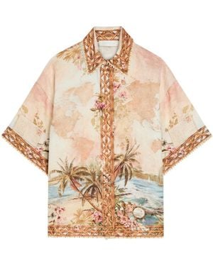Zimmermann Mohan Printed Linen Shirt - Natural