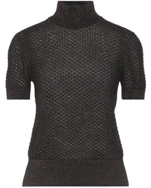 Dolce & Gabbana Two-Tone Knitted Short-Sleeve Turtleneck - Black