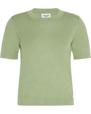 Weekend by Maxmara Crew Neck Short-Sleeved Knit Sweater - Green