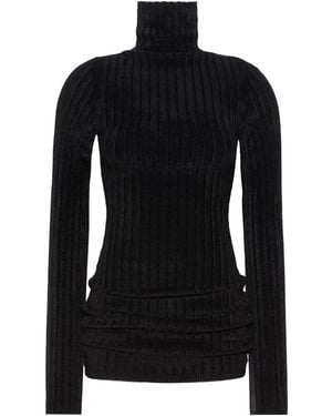 Sportmax Ribbed-Knit Roll-Neck Sweater - Black
