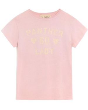 Valentino Logo Printed Crewneck T-Shirt - Pink