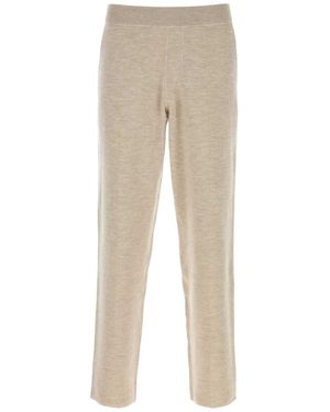 Brioni Ribbed Waist Knitted Trousers - Natural
