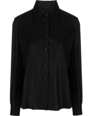 Officine Generale Long-Sleeve Virgin Wool Shirt - Black