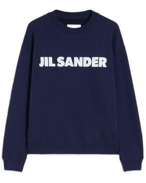 Jil Sander Logo-Print Cotton Sweatshirt - Blue