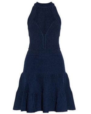 Balmain Ribbed Halter Mini Dress - Blue