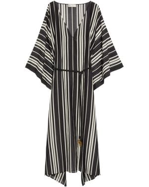 Tory Burch Striped Sheer Dress - Black