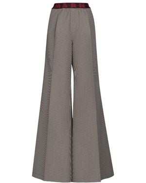 Marni Logo-Waistband Houndstooth Pants - Gray