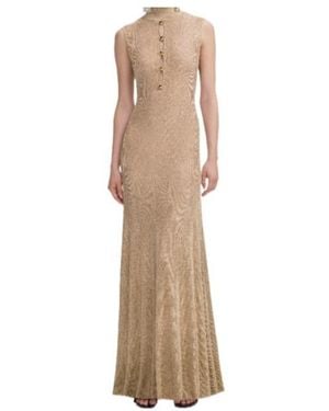 Self-Portrait Lurex Knit Maxi Dress - Natural