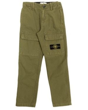 Stone Island Junior Badge Canvas Cargo Pants - Green