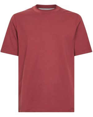 Brunello Cucinelli Crewneck Short-Sleeved T-Shirt - Red