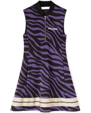 Palm Angels Zebra-Print Shift Minidress - Blue