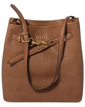 Miu Miu Aventure Nappa Leather Bucket Bag - Brown
