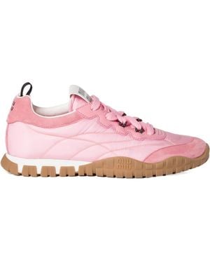 Miu Miu Tyre Technical Fabric And Suede Sneakers - Pink
