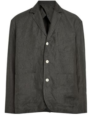 Jacquemus Striped Linen Jacket - Black