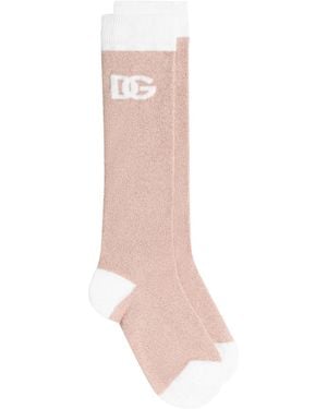 Dolce & Gabbana Dg-Intarsia Knitted Socks - White