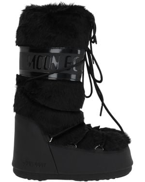 Moon Boot Logo Printed Lace-Up Snow Boots - Black