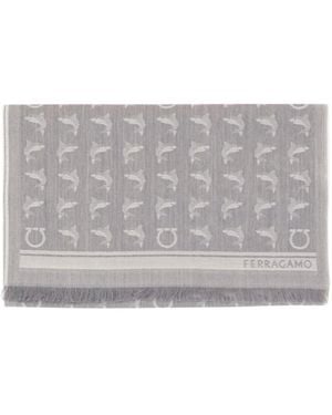 Ferragamo Shark Pattern Scarf - Gray